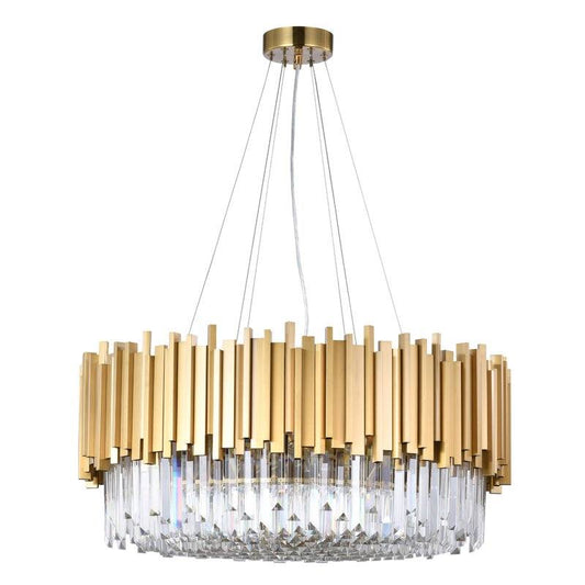 12 - Light Unique / Statement Geometric Chandelier with Crystal Accents