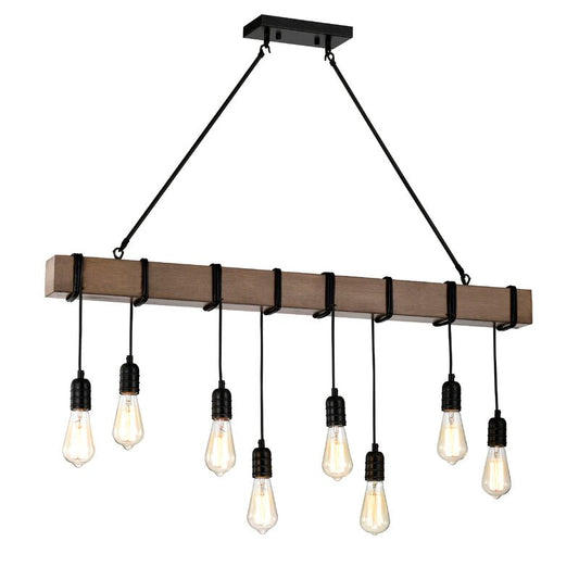 8 - Light Unique / Statement Tiered Chandelier with Wood Accents