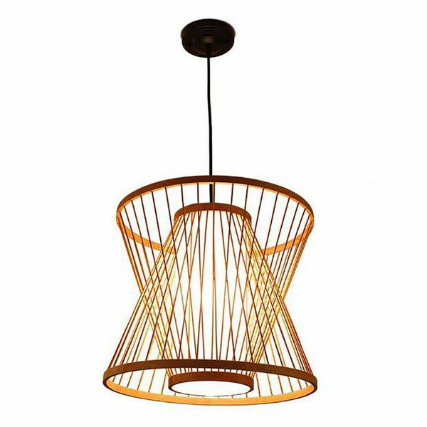 Bamboo Wicker Lamp Shade Weave Hanging Pendant Ceiling Light Rattan Light 13.79 In.
